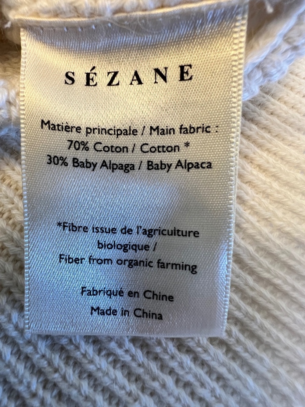 Sezane Scalloped V Design Cotton Alpaca Blend Sweater - Picture 9 of 10
